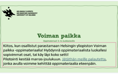 Voiman paikka -oppimateriaalin pilotti